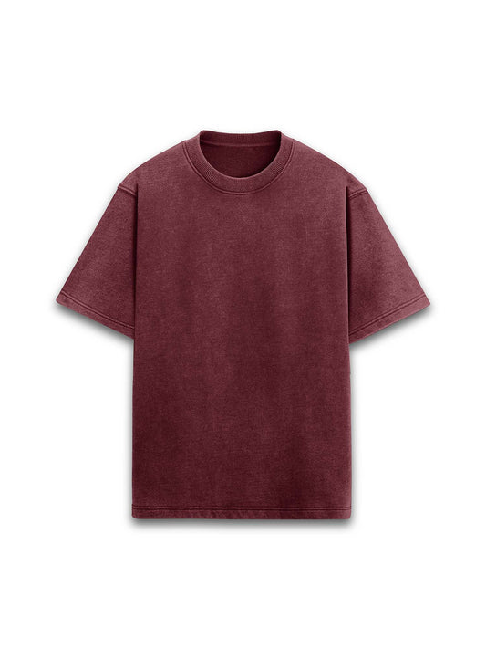 Claret Unisex Maroon Acid Wash Oversized T-shirt | Maroon