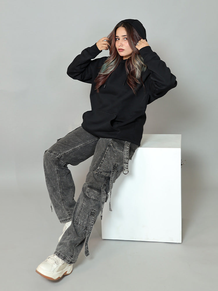 Obsidian Ease Oversized Hoodie | Black | Unisex