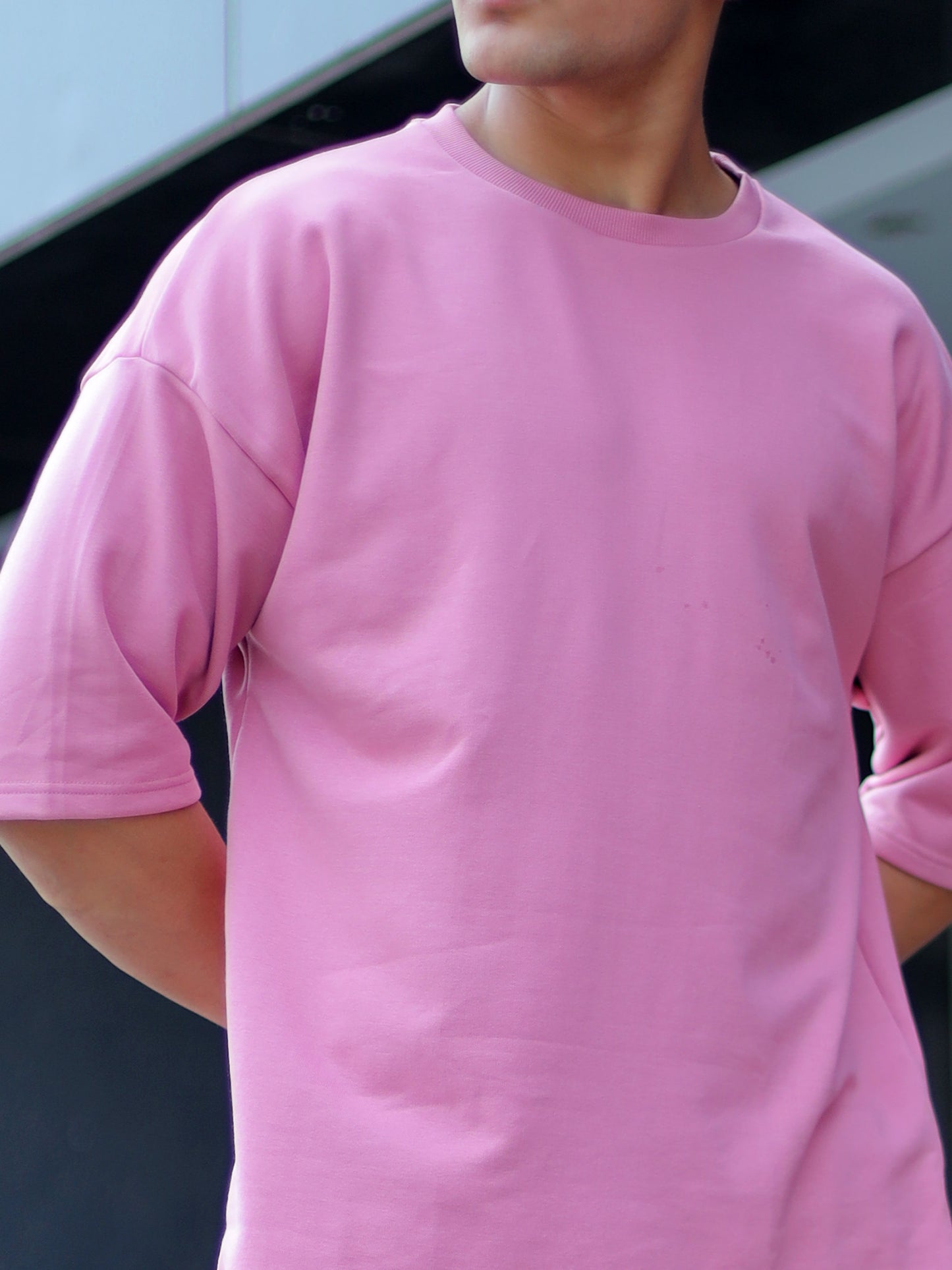 Comfortable Gentle Pink Terry Cotton Oversized Stylish Co-ord Set At Stalworth