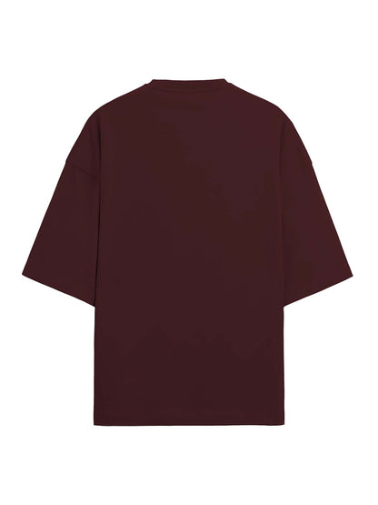 Garnet Red Terry Cotton Oversized Tee & Short