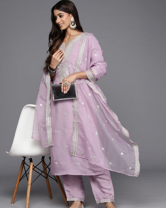 Designer Embroidery Kurta With Pant And Beautiful  Dupatta