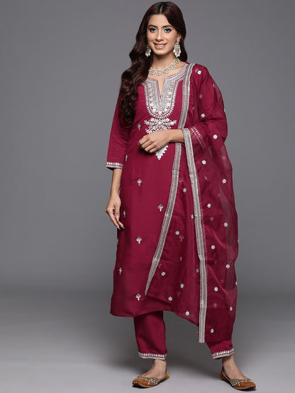 Designer Embroidery Kurta With Pant And Beautiful Dupatta