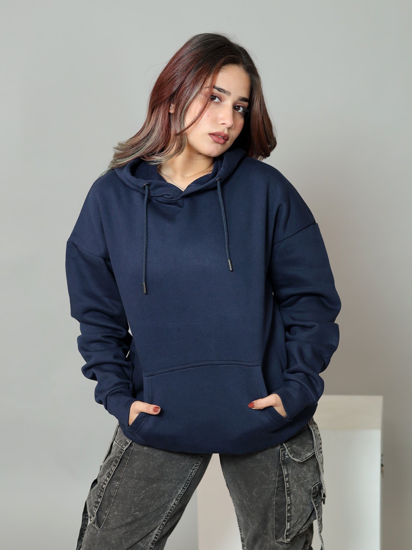 Stormy Nights Oversized Hoodie | Navy Blue | Unisex