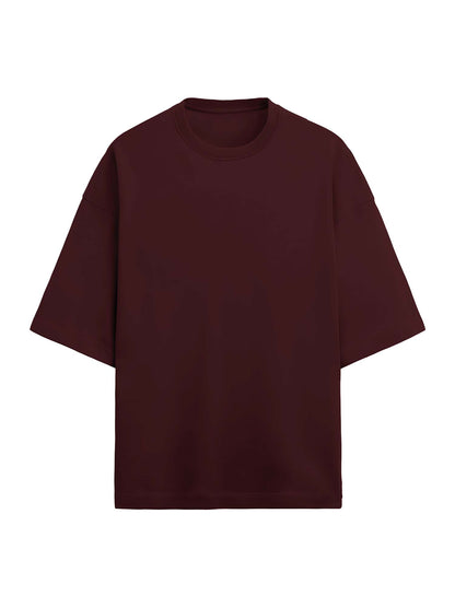 Garnet Red Terry Cotton Oversized Tee & Short