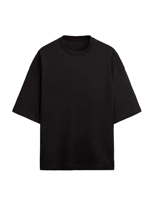 Sleek Black Terry Cotton Oversized Tee & Short