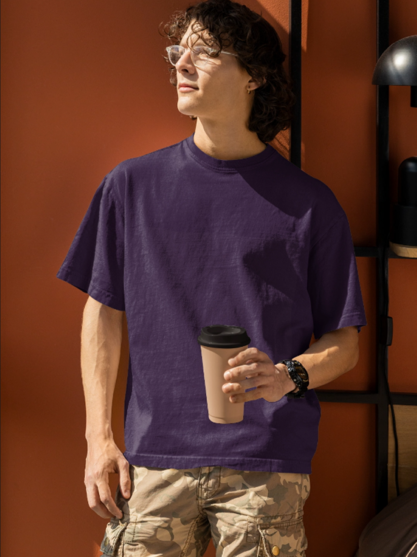 Plain Purple Round Neck Oversized Cotton T-shirt At Stalworth