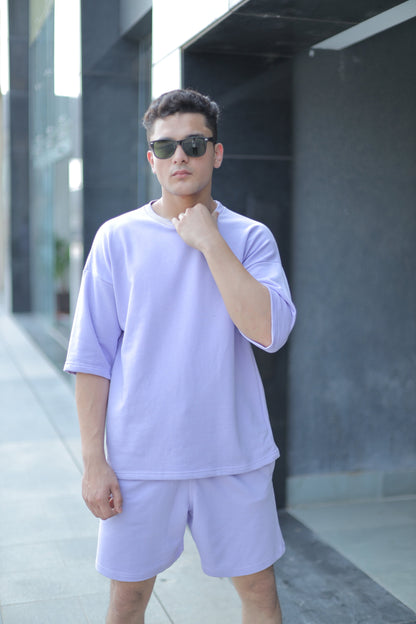 Soothing Lavender Terry Cotton Oversized Tee & Short