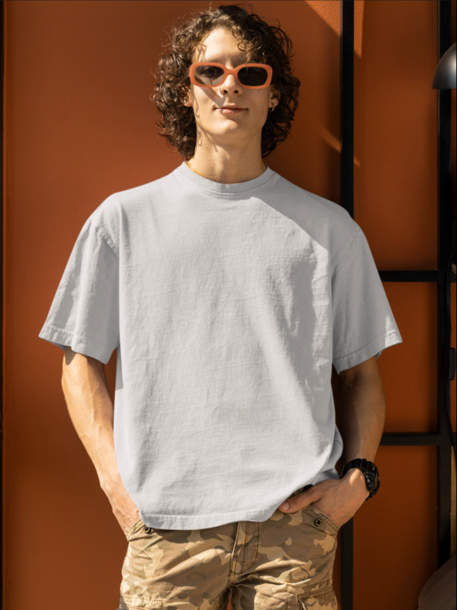 Plain Frost White Round Neck Oversized Cotton T-shirt At Stalworth